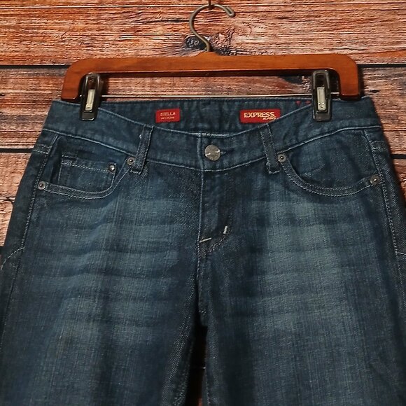 Vintage Express Jeans Size 4 Stella Fit & Flare Low Rise Dark Wash Denim '04 - Picture 4 of 10